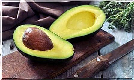 Avocado which is divided in two