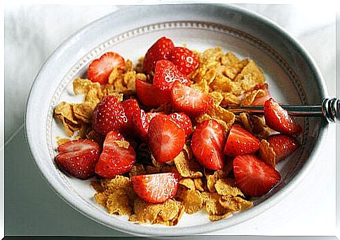 Strawberries and frog mixture