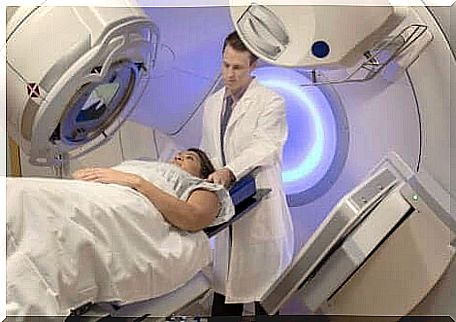 Patient undergoes radiation therapy