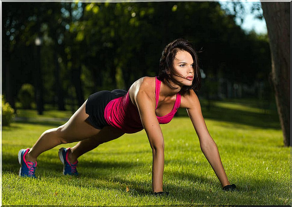 Woman doing push-ups